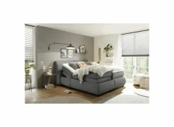 Boxspring Reynosa Gel 180x200cm - stof - grafiet met opbergruimte & elektrisch