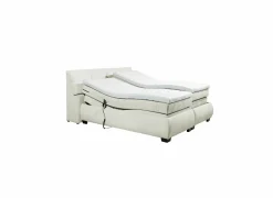 Boxspring Reynosa Gel 180x200cm - stof - ivoor met opbergruimte & elektrisch