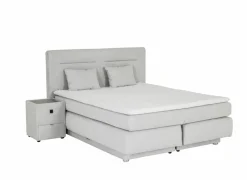Boxspring Simone 180x200cm - stof - ecru met opbergruimte