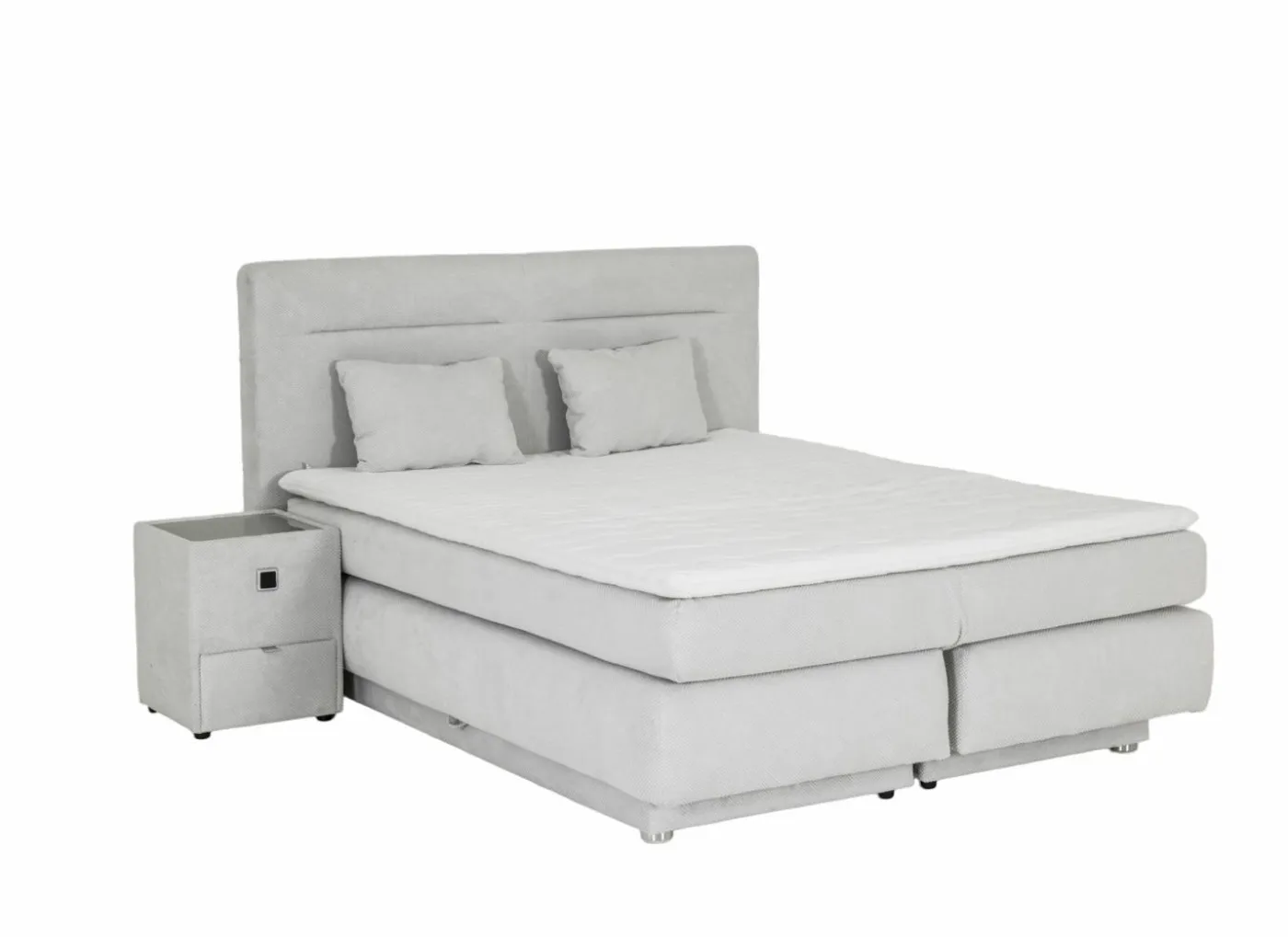 Boxspring Simone 180x200cm - stof - ecru met opbergruimte