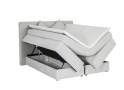Boxspring Simone 180x200cm - stof - ecru met opbergruimte