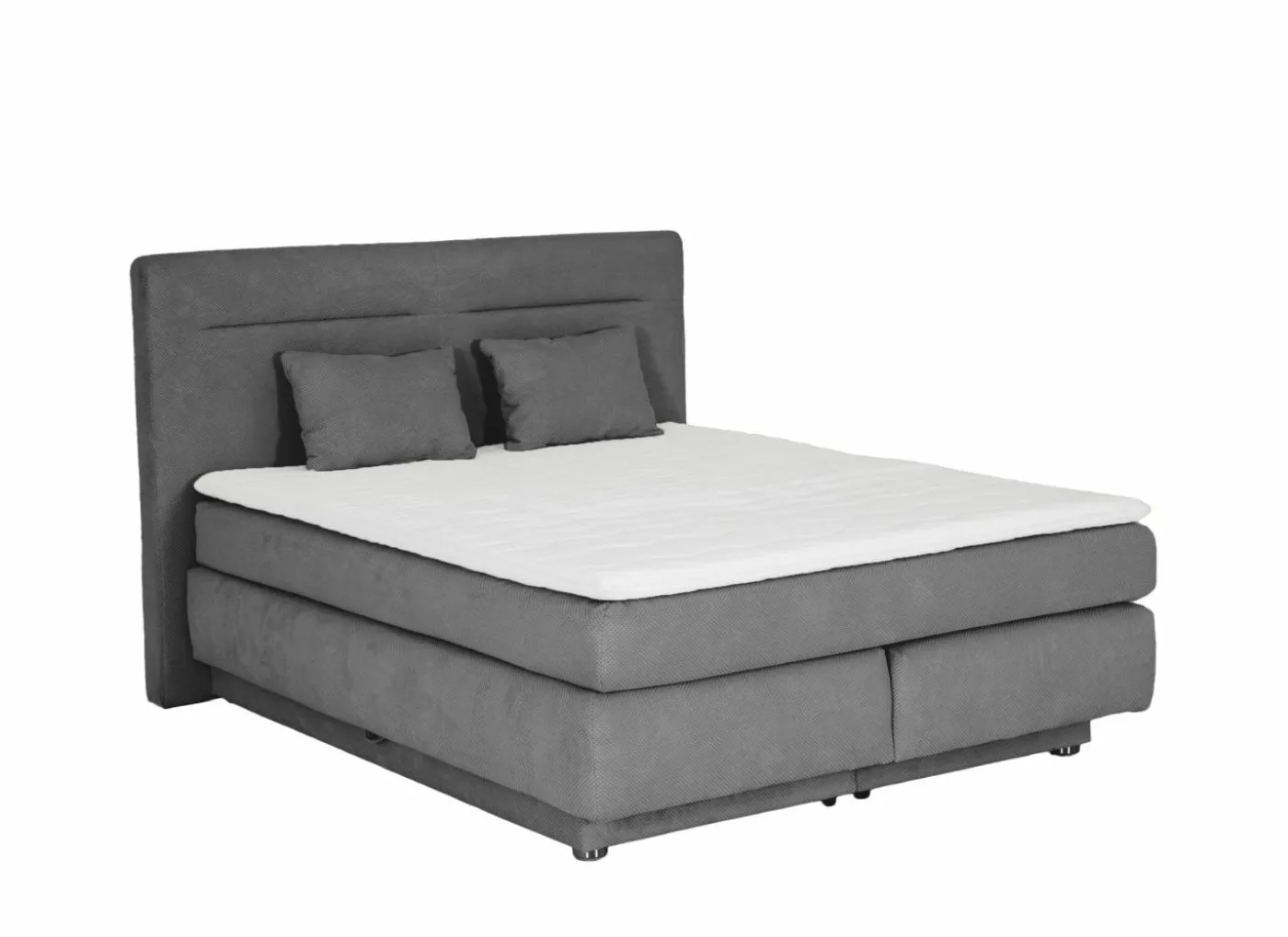 Boxspring Simone 180x200cm - stof - middengrijs met opbergruimte