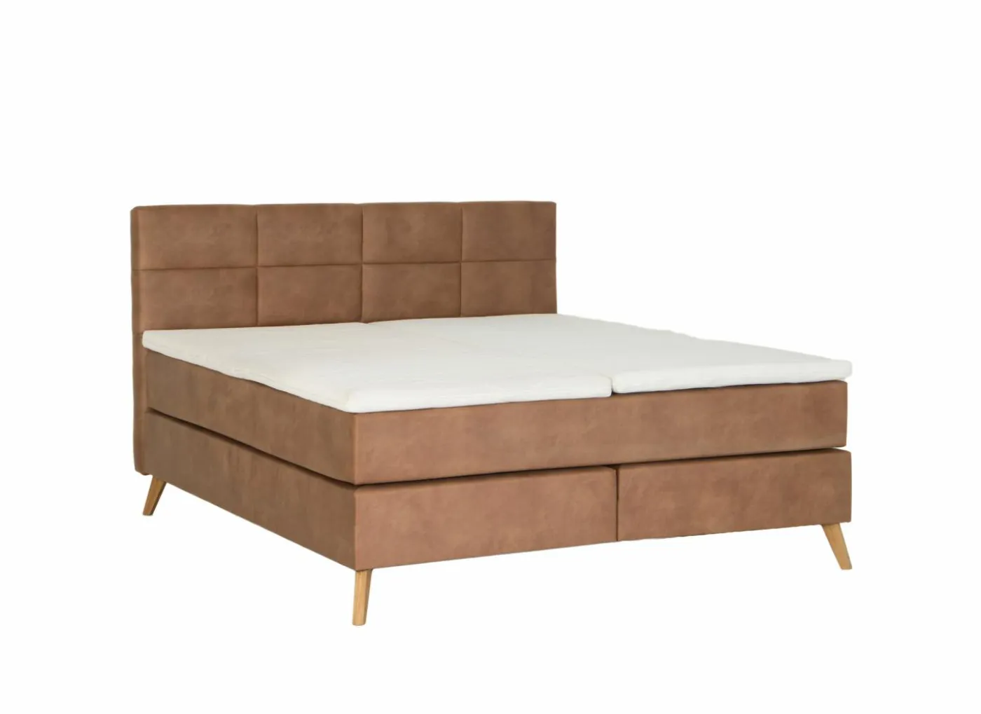 Boxspring Skagen 180x200cm - lederlook - cognac
