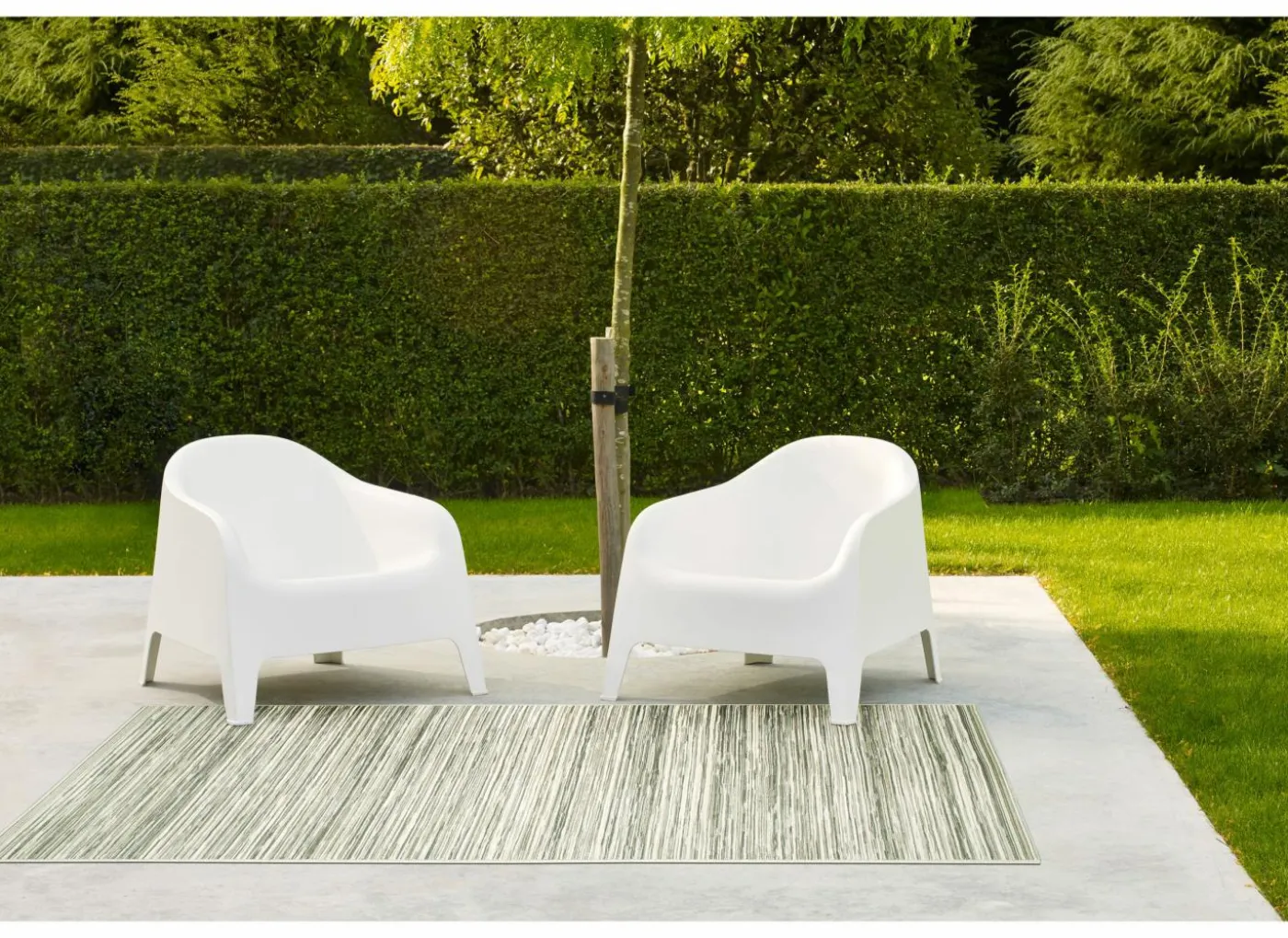 Buitentapijt Brandon 120x170cm - polypropyleen - beige & grijs