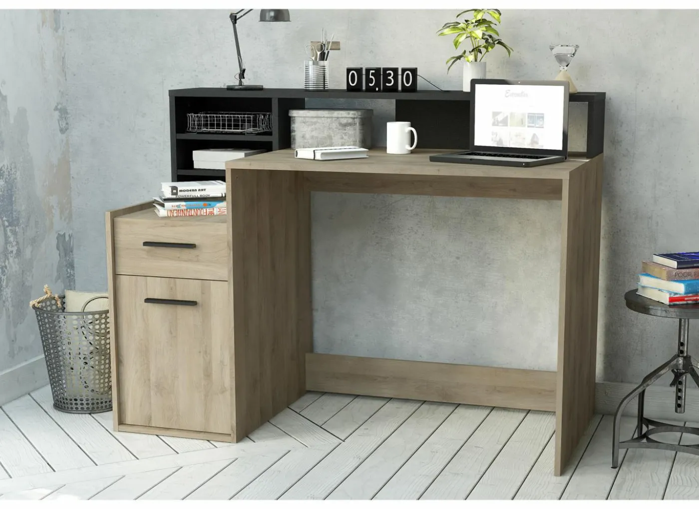 Bureau Delphi 126x60cm - decor - zwart & eik