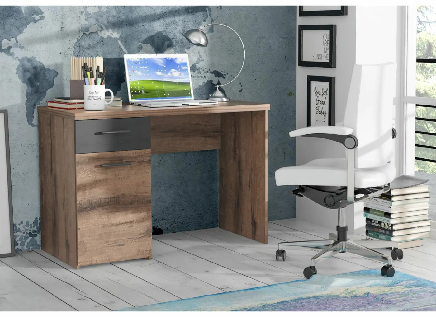 Bureau Jacky 110x53x77cm - decor - modder eik & zwarte eik