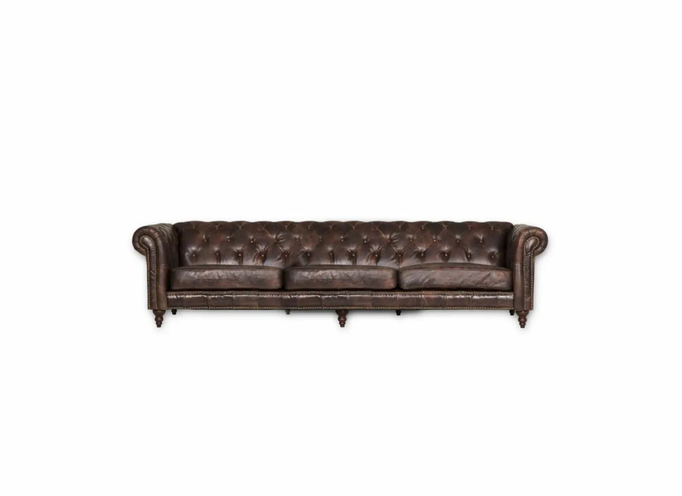 Chesterfield Stanley 4-zit - leder - bruin