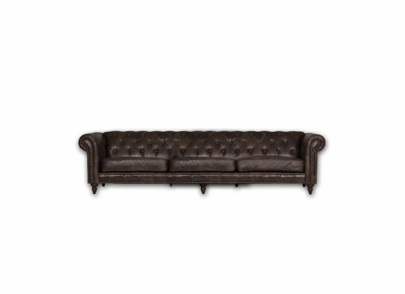 Chesterfield Stanley 4-zit - leder - bruin