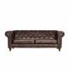 Chesterfield Stanley 3-zit - leder - bruin