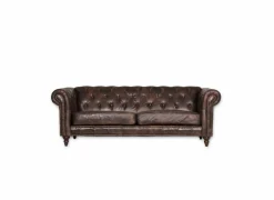 Chesterfield Stanley 3-zit - leder - bruin