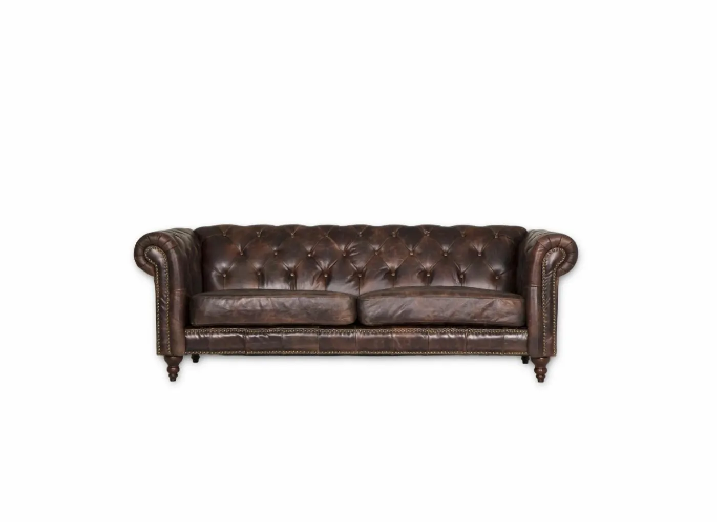 Chesterfield Stanley 3-zit - leder - bruin