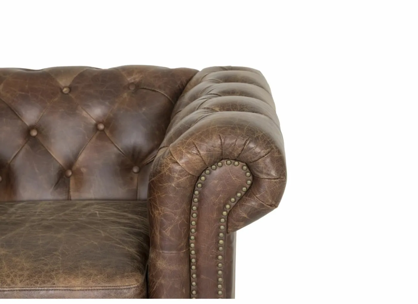 Chesterfield Stanley 3-zit - leder - bruin