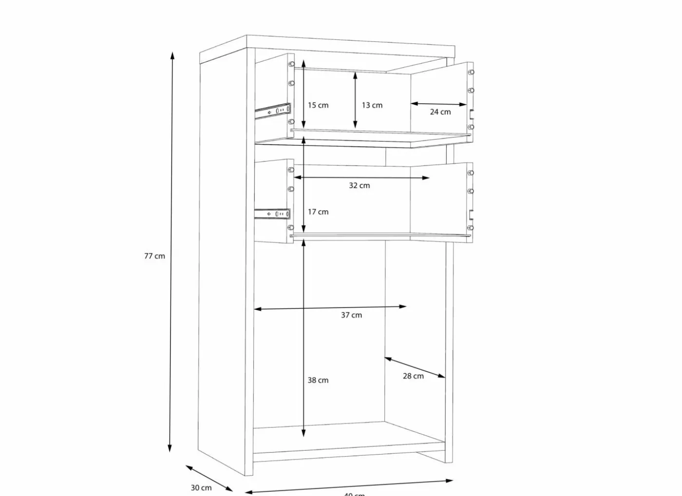 Commode Best Chest 40x30x78cm - decor - artisanale eik & wit