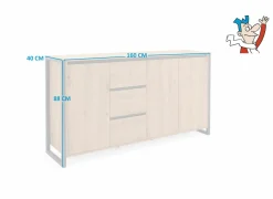 Commode Denver 160cm - decor - artisanale eik & anthraciet