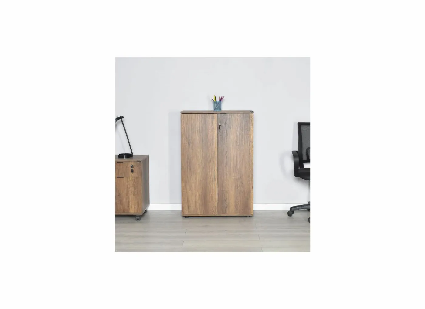 Commode Meradi 72x34x109cm - melamine - oslo walnut