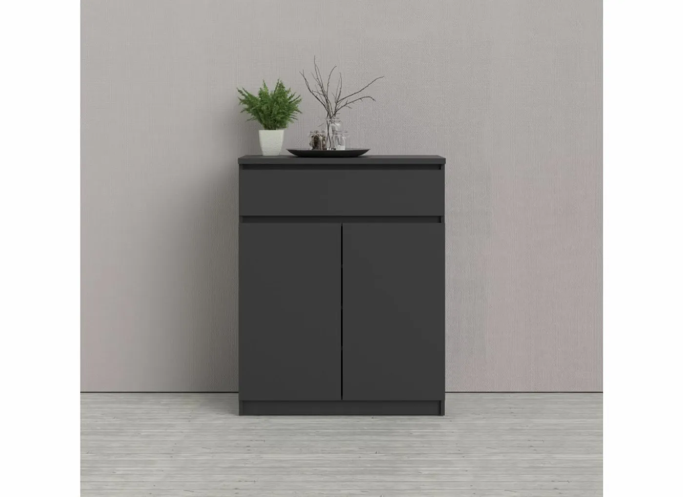 Commode Naia 80x40x101m - melamine - mat zwart