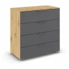 Commode 80x42x81cm - decor - artisanale eik & grijs metallic