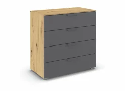 Commode 80x42x81cm - decor - artisanale eik & grijs metallic
