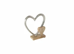 Deco Hart Carolyn H22cm - mango massief - bruin & zilver
