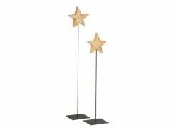 Deco Ster Teak op voet H90cm - hout massief & metaal - naturel