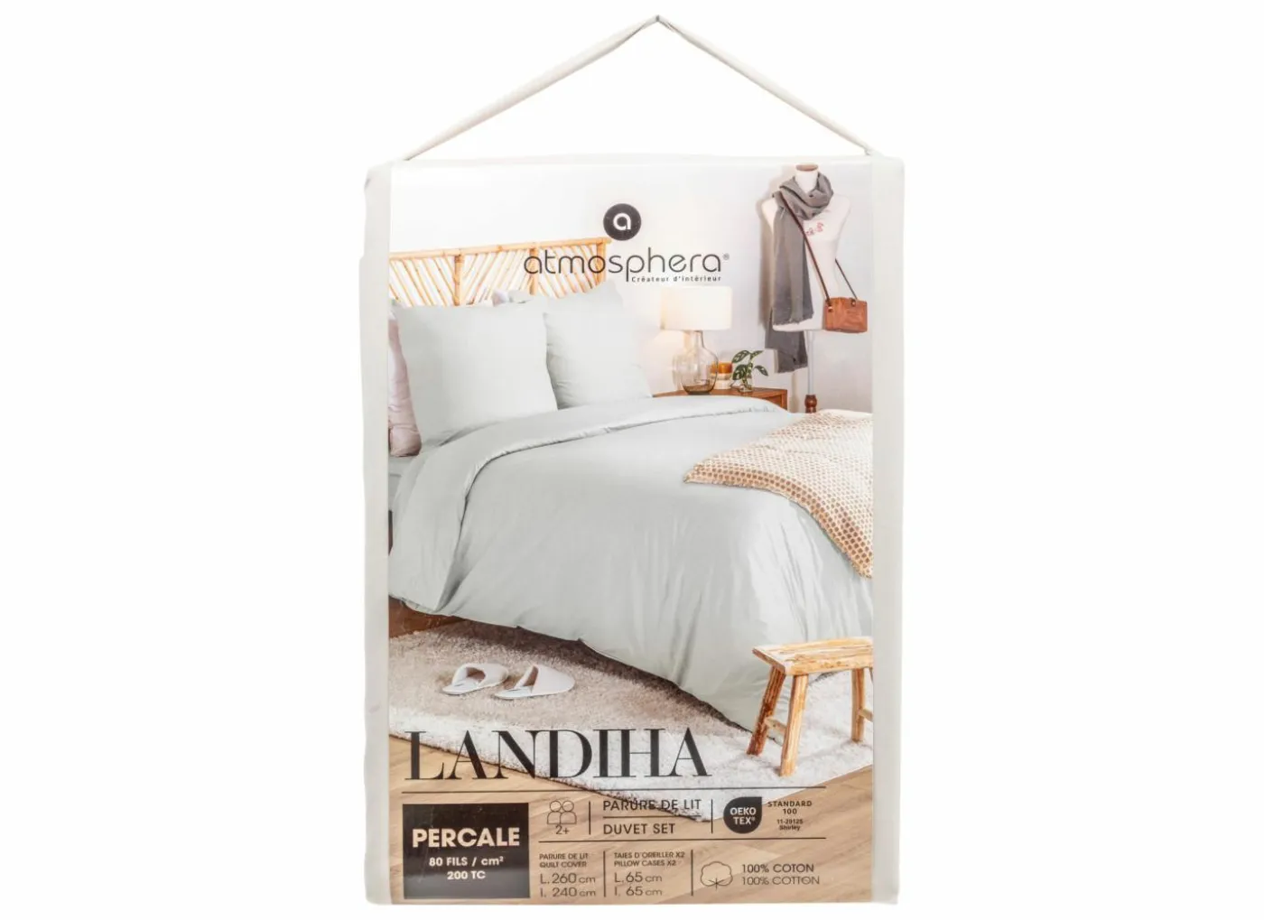Dekbedovertrek 260x240cm - percale katoen - beige