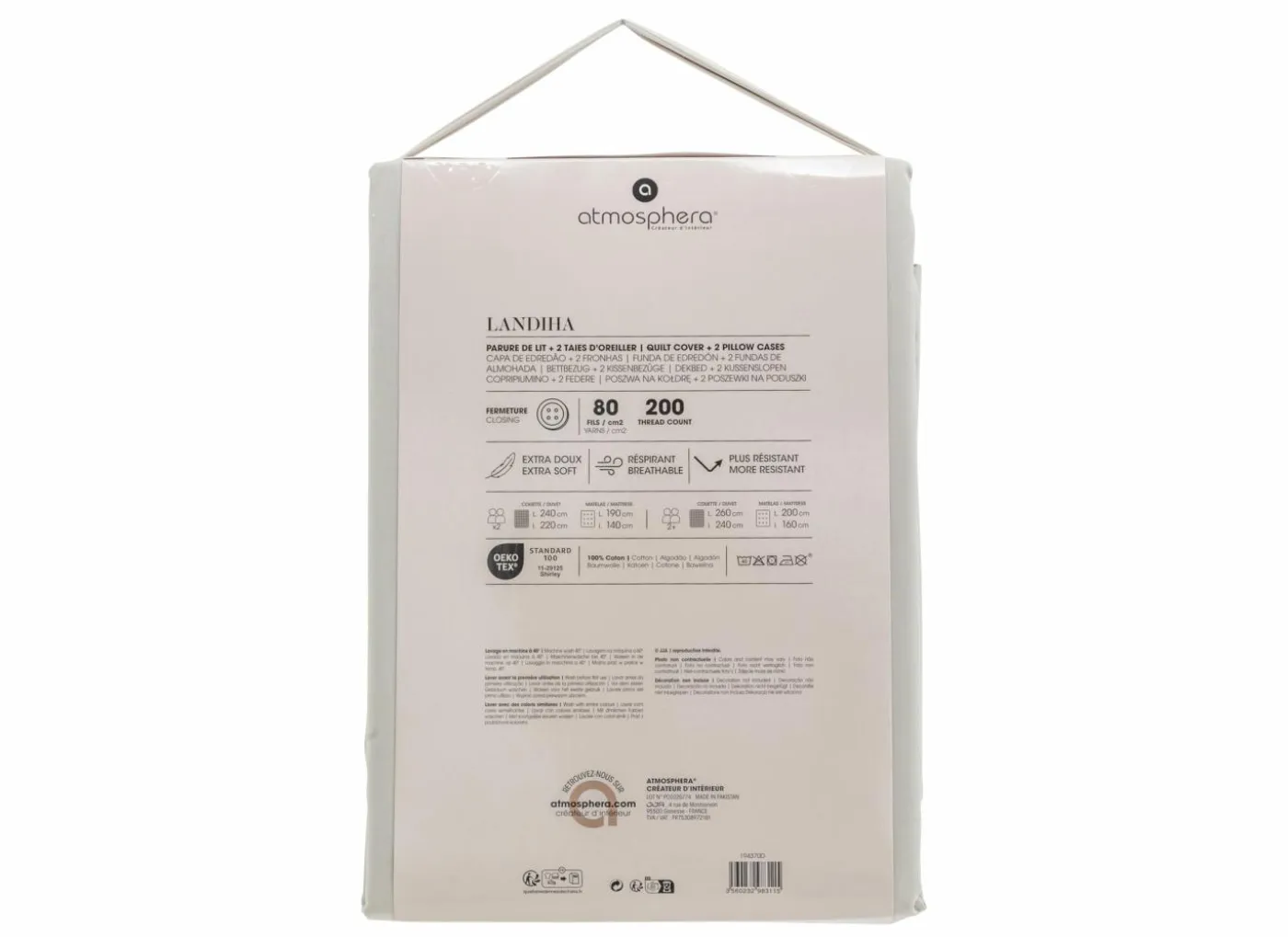 Dekbedovertrek 260x240cm - percale katoen - beige