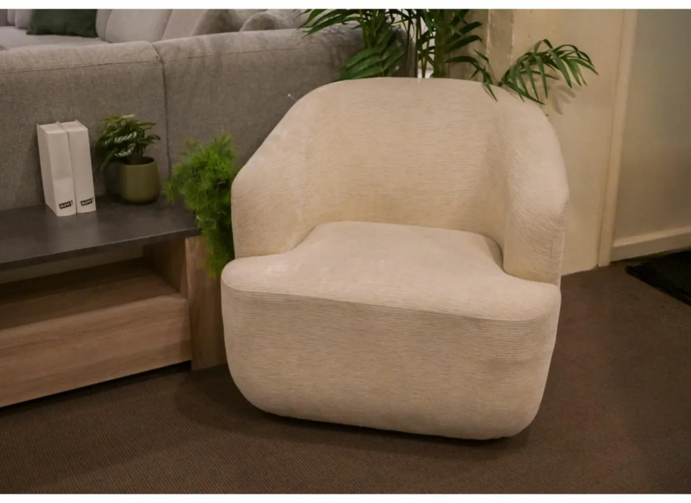 Draaifauteuil Dora 80x86x76cm linnen - beige