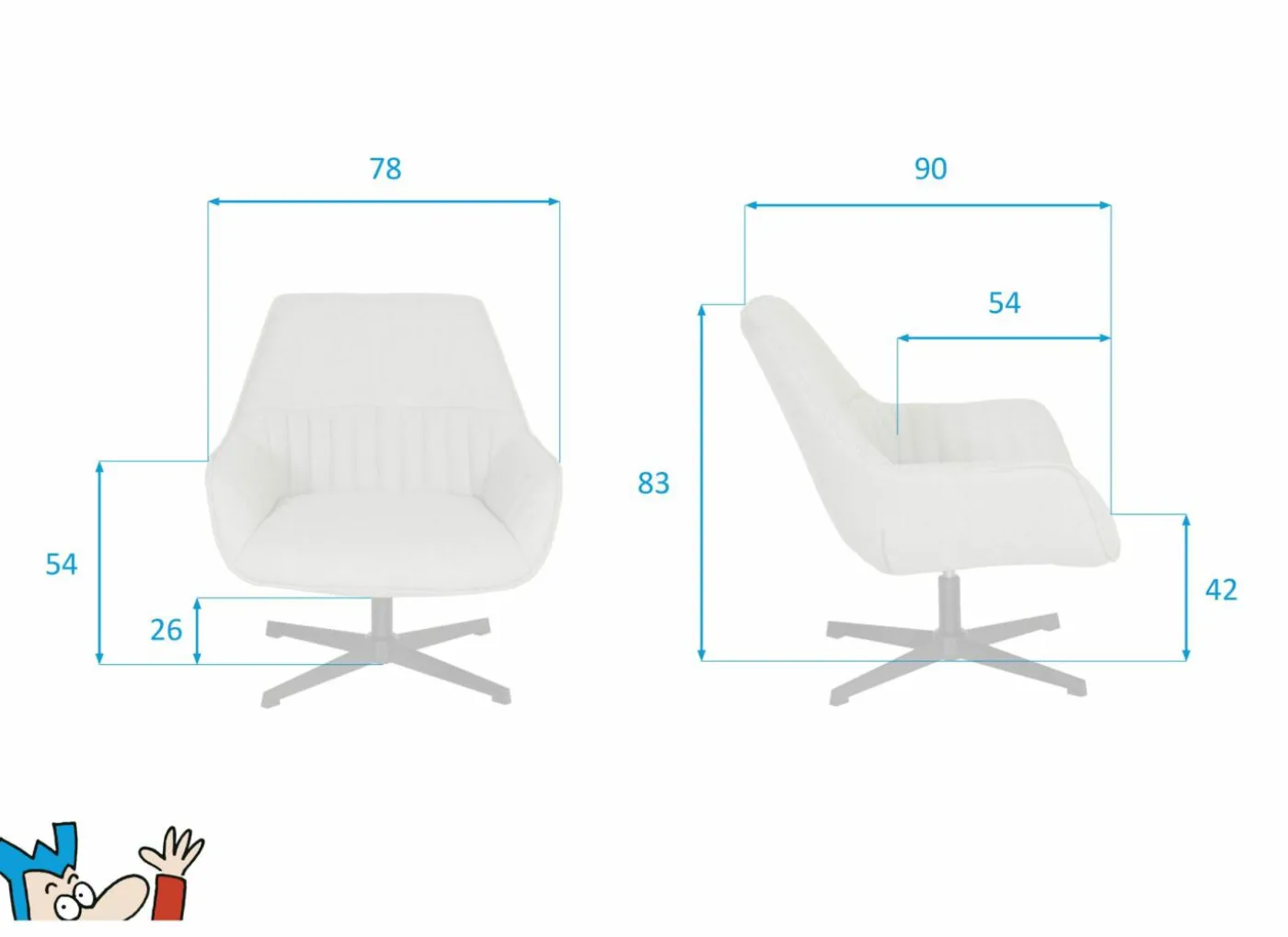 Draaifauteuil Tauris 78x90x82cm - stof - beige