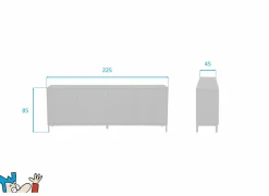 Dressoir Aquilano 225cm - acacia massief - zwart