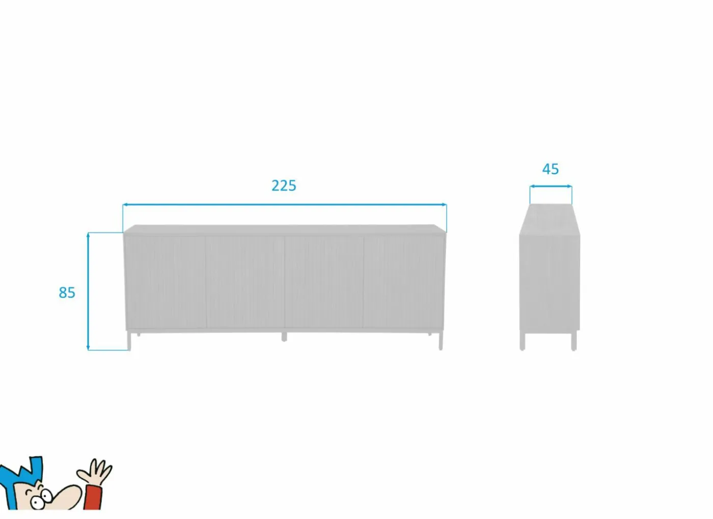 Dressoir Aquilano 225cm - acacia massief - zwart