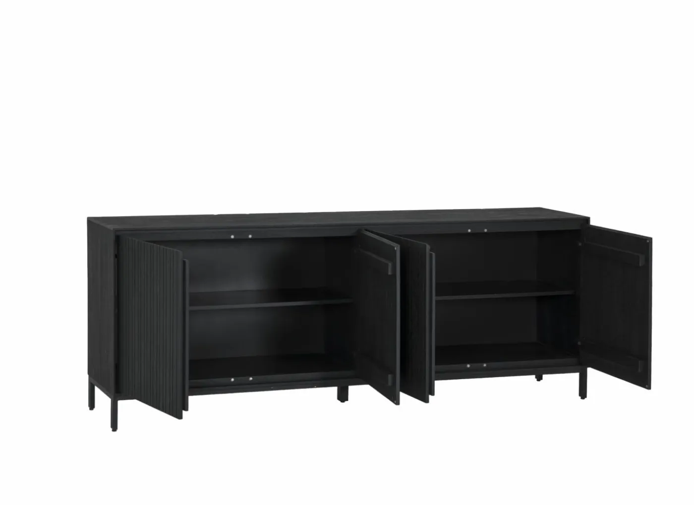 Dressoir Aquilano 225cm - acacia massief - zwart