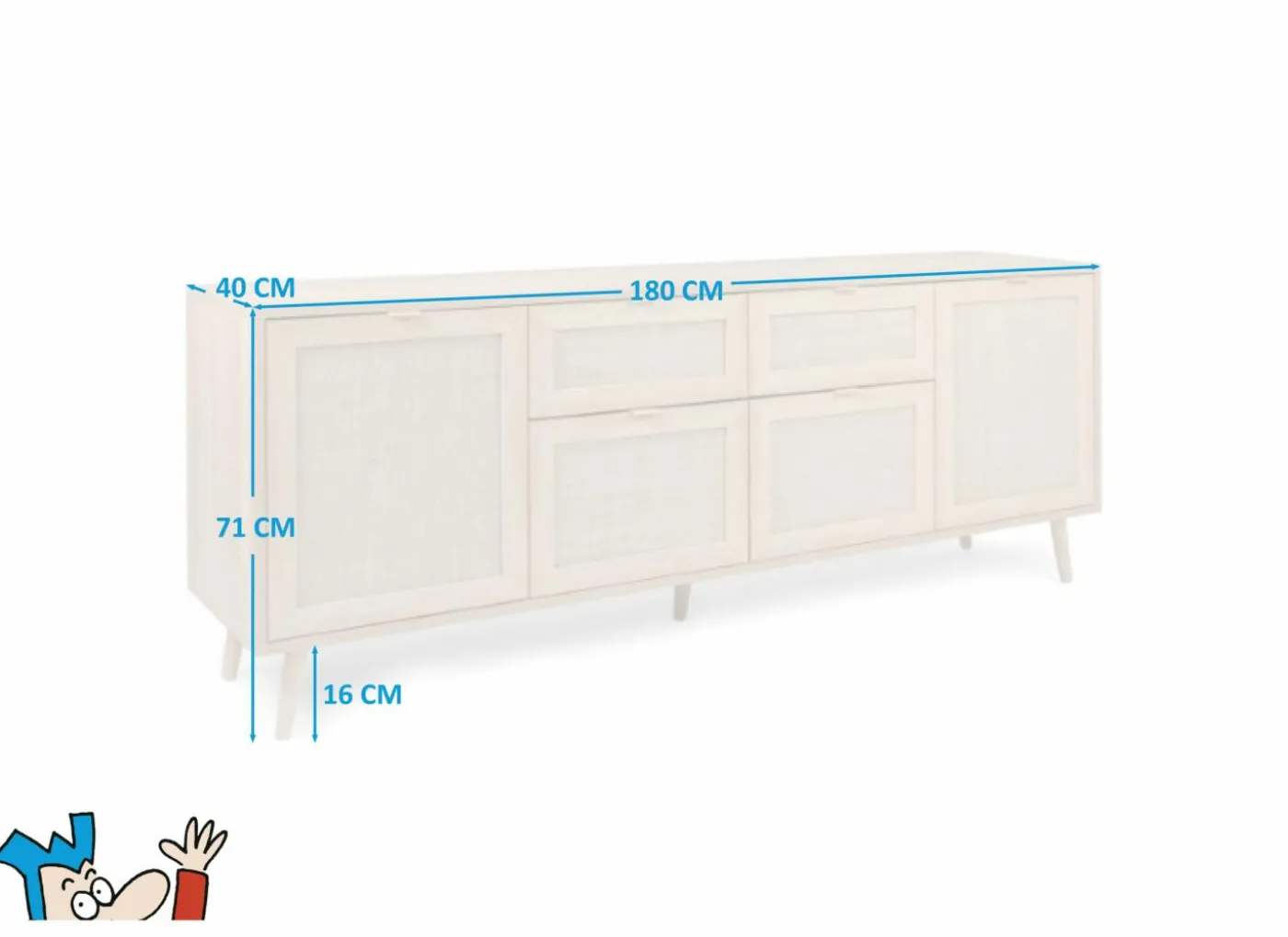 Dressoir Bali 180cm - melamine - sonoma eik