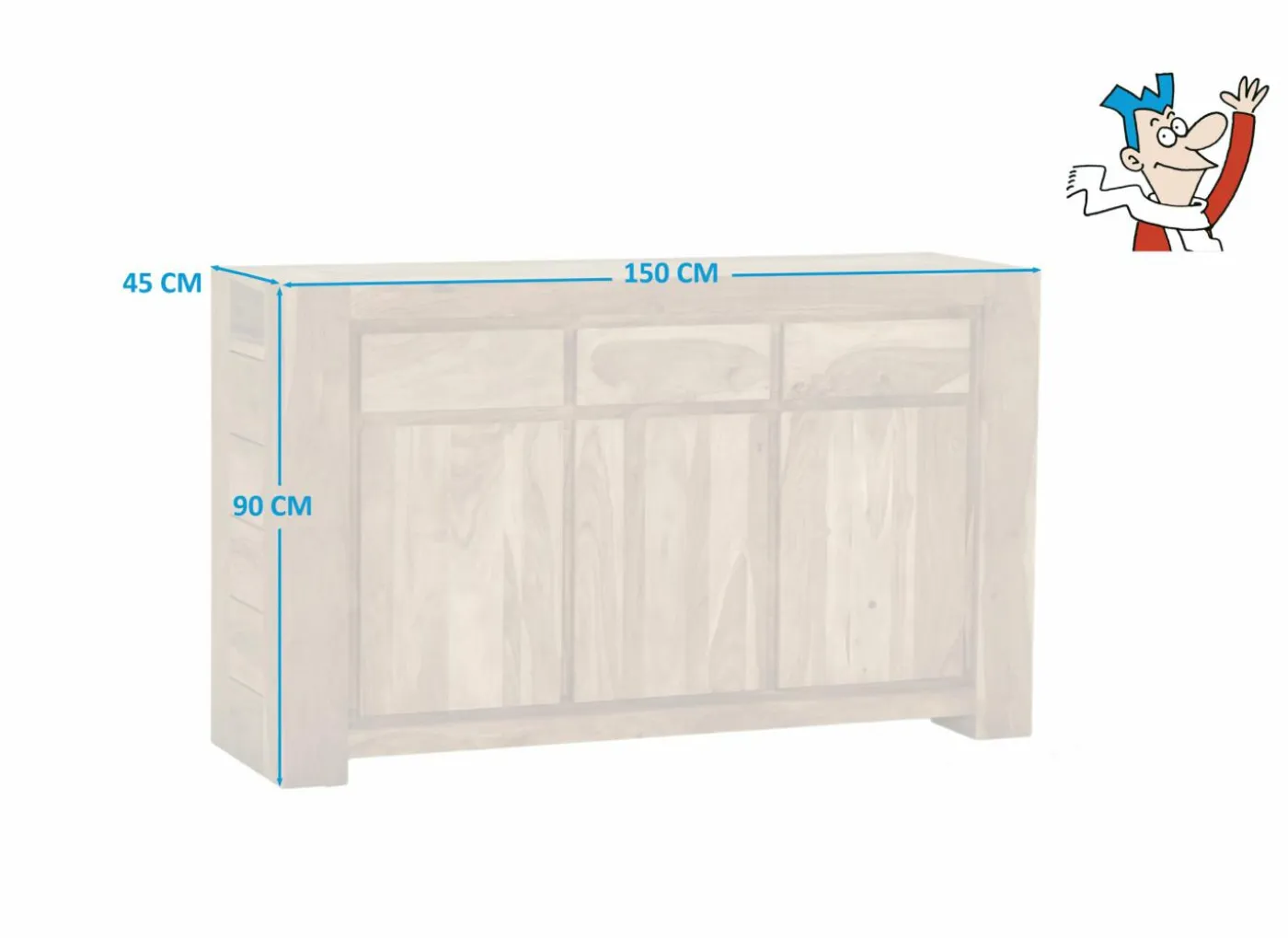 Dressoir Carbone 150cm - sheesham massief & decor - naturel