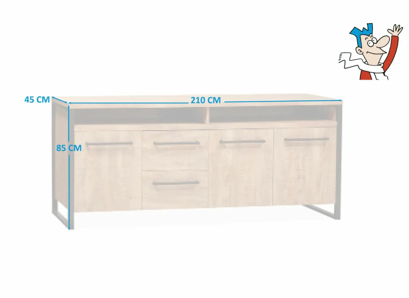 Dressoir Caribba 210cm - melamine - tropic