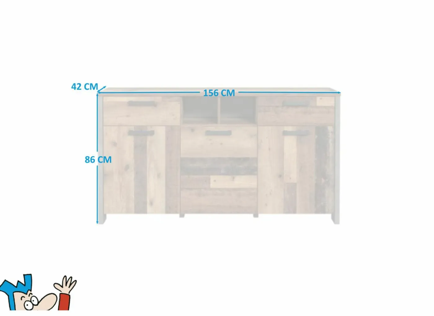 Dressoir Clif 156cm - decor - old wood & beton