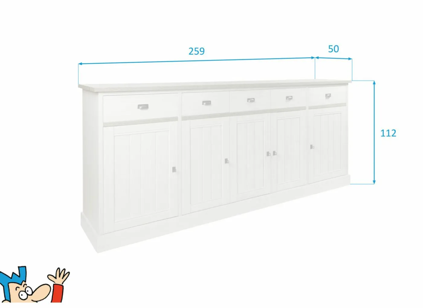 Dressoir 259cm - decor - lariks & bruine eik