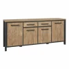Dressoir 207cm - decor - oranje teakhout & matzwart
