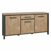 Dressoir 183cm - decor - oranje teakhout & matzwart