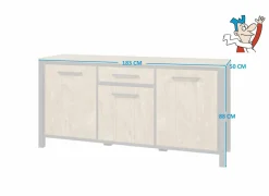 Dressoir 183cm - decor - oranje teakhout & matzwart