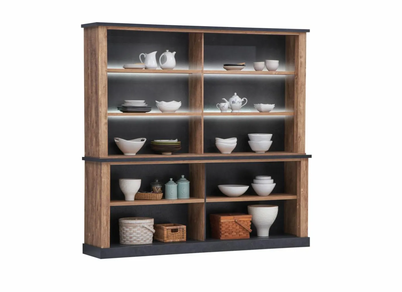 Dressoir Etienne 221cm - decor - industriële eik & zwart