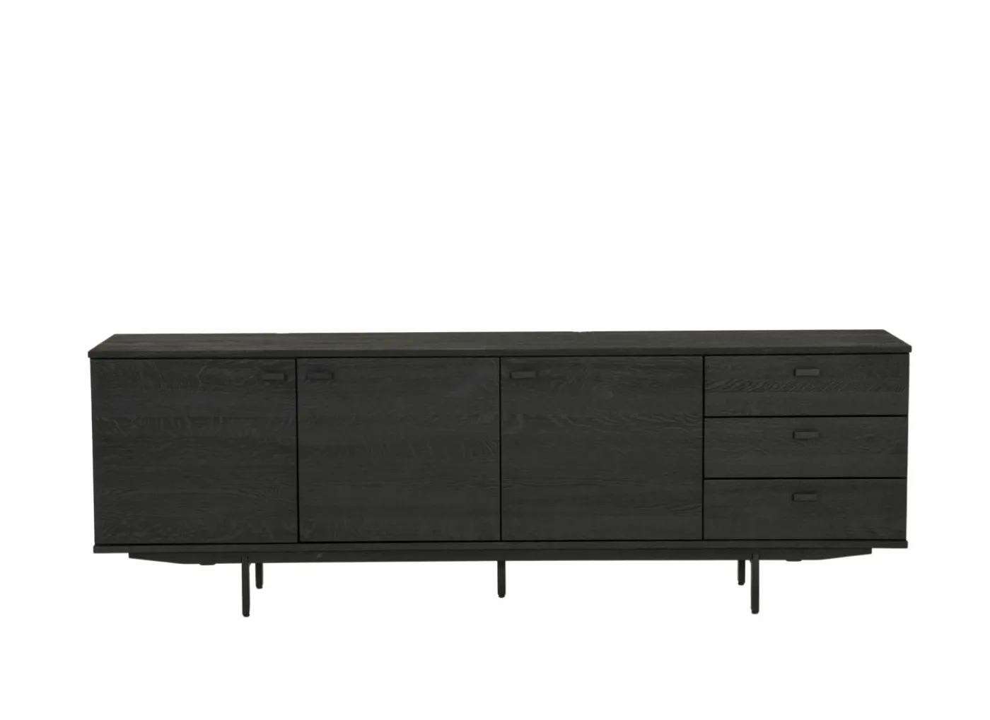 Dressoir Mauri 240cm - eik massief & decor - zwart