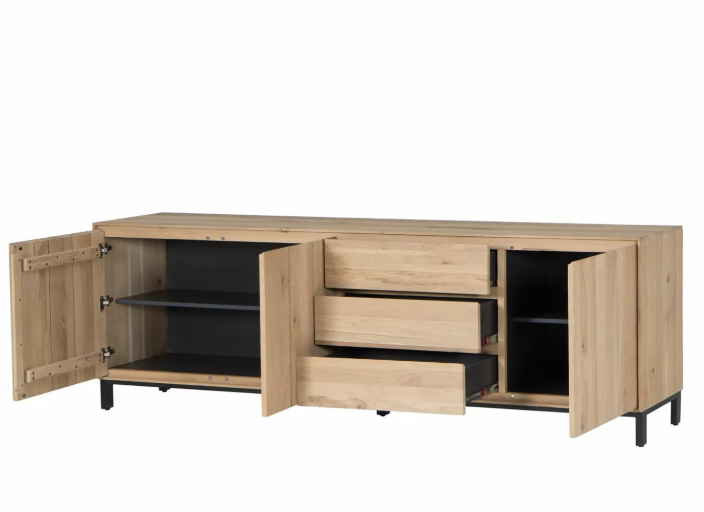Dressoir Polar 250cm - eik massief & decor - naturel