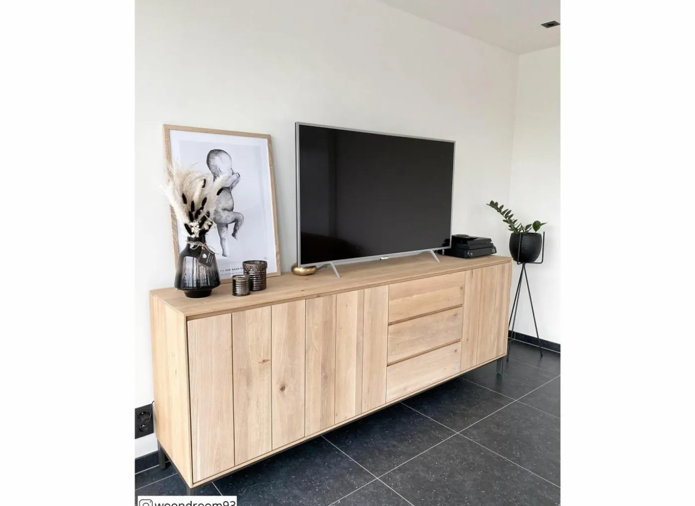 Dressoir Polar 250cm - eik massief & decor - naturel