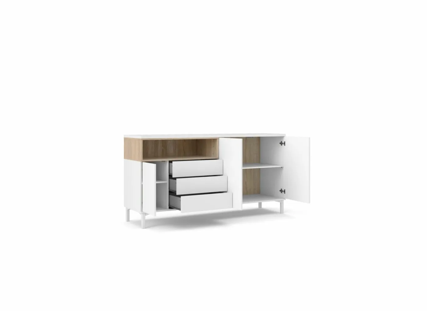 Dressoir Roomers 176cm - spaanplaat - witte eik