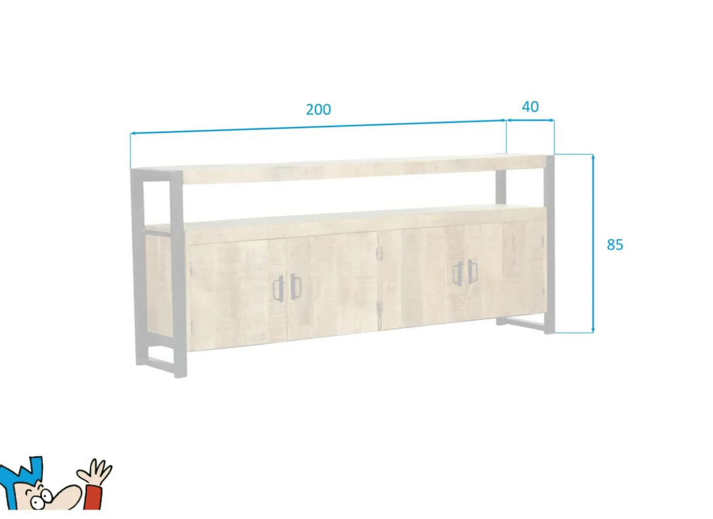 Dressoir Sanguine 200cm - mango massief - natuur