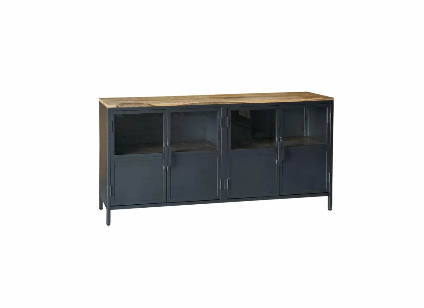 Dressoir Titano 180cm - ijzer & mango massief - grijs & naturel