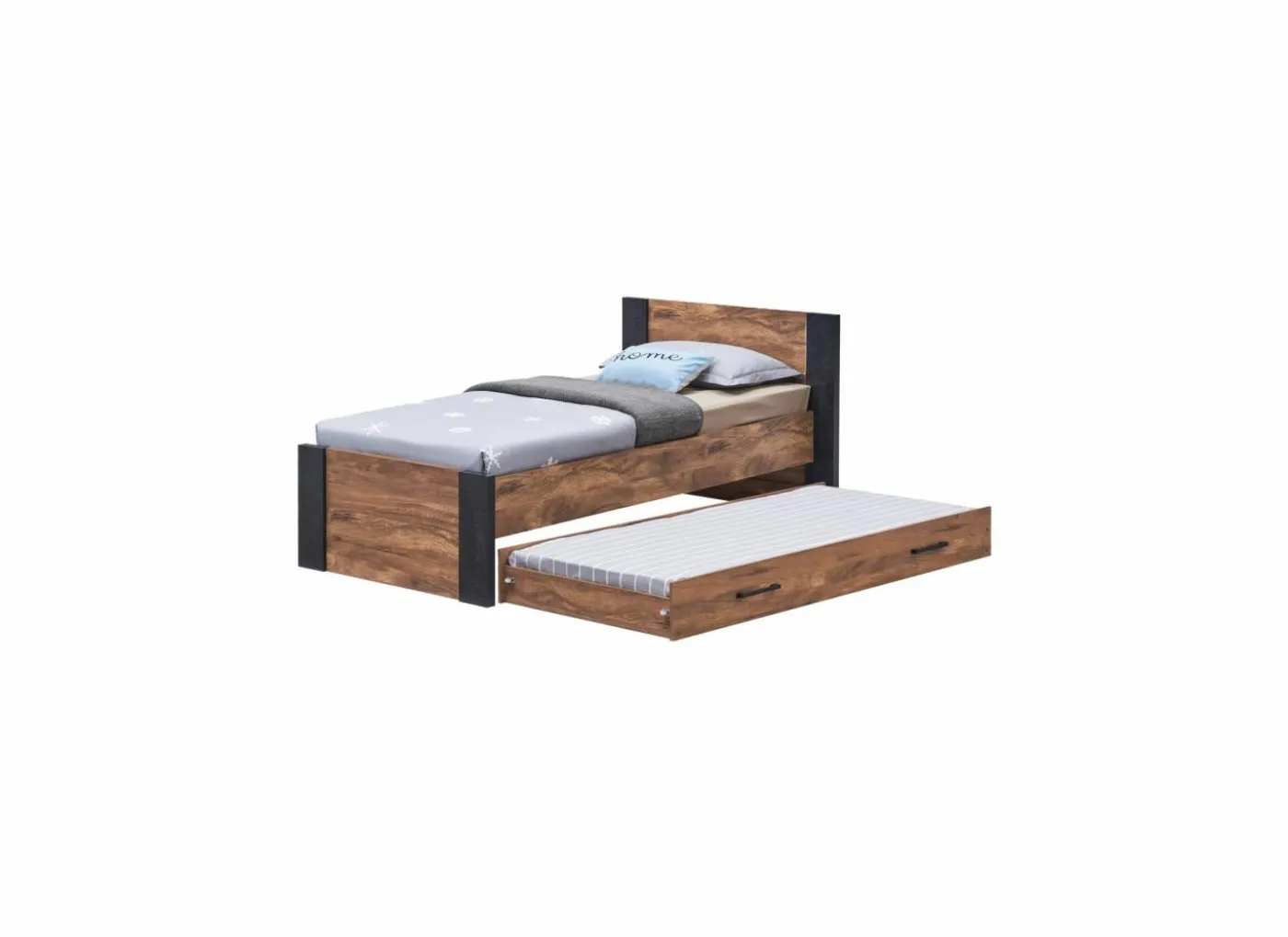Eenpersoonsbed met bedlade Ellen 90x200cm - decor - acacia & zwart