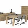 Eetkamer Amarillo eik massief, met 4 stoelen Cloud - tafel 180x90cm - dressoir 225cm - barkast 125cm