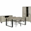 Eetkamer Como 2 met 4 stoelen Epoca beige - tafel 200x95cm - dressoir 170cm - kast 120cm
