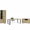 Eetkamer Como 1  met 4 stoelen Epoca antraciet - tafel 170x95cm - dressoir 220cm - kast 120cm